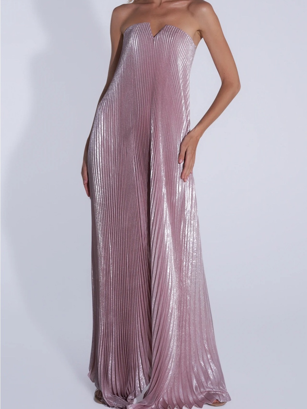 Black tie gown in dusty rose shimmer